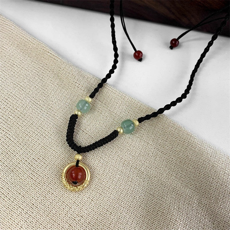 Red Agate Woven Necklace
