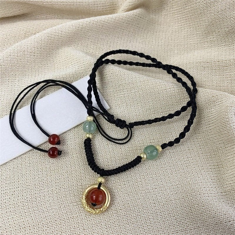 Red Agate Woven Necklace