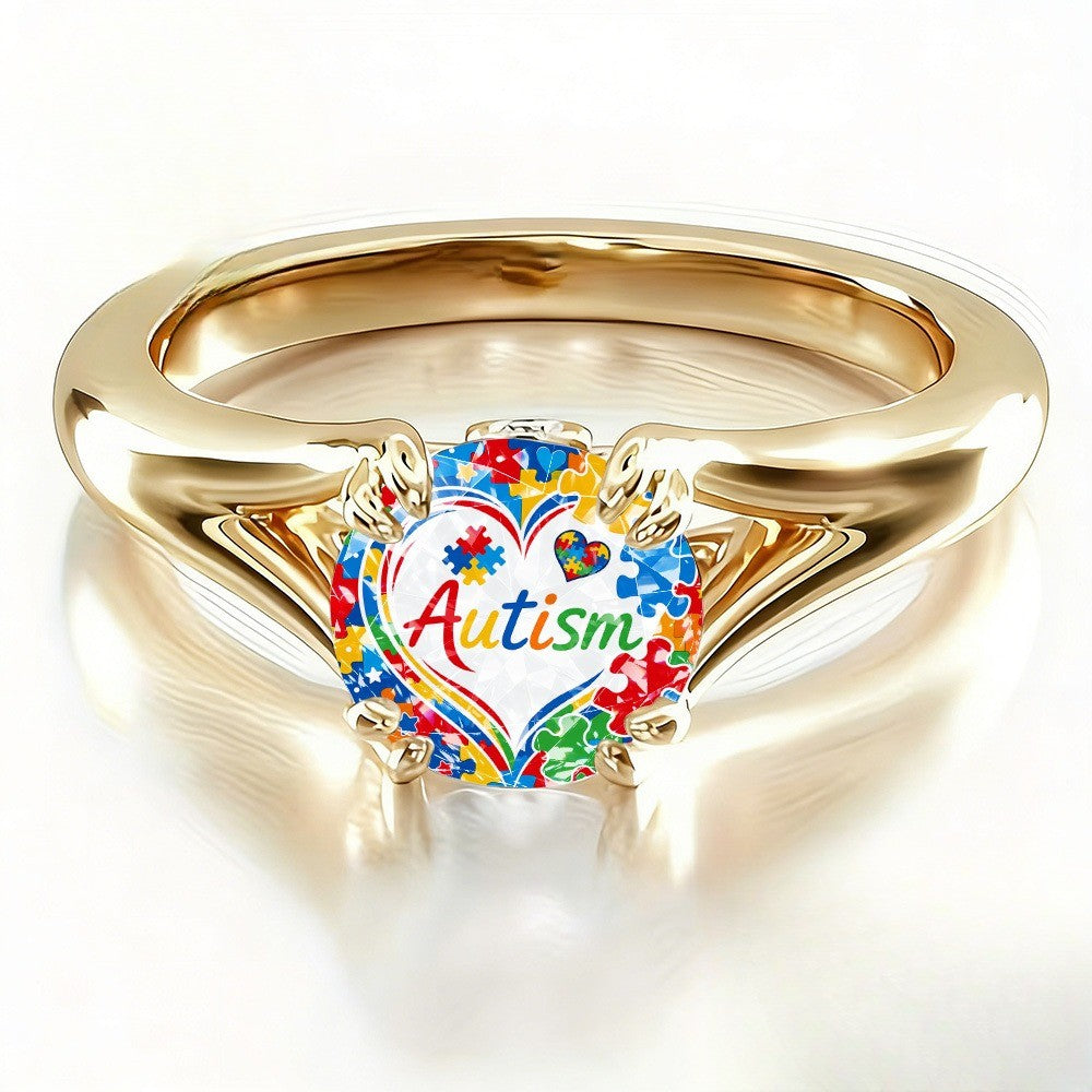 Colorful Puzzle Heart Ring