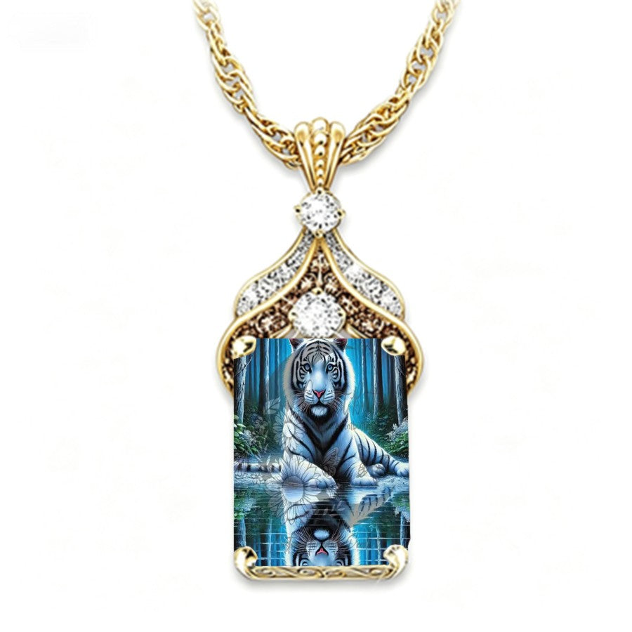 White Tiger Forest Pendant Necklace