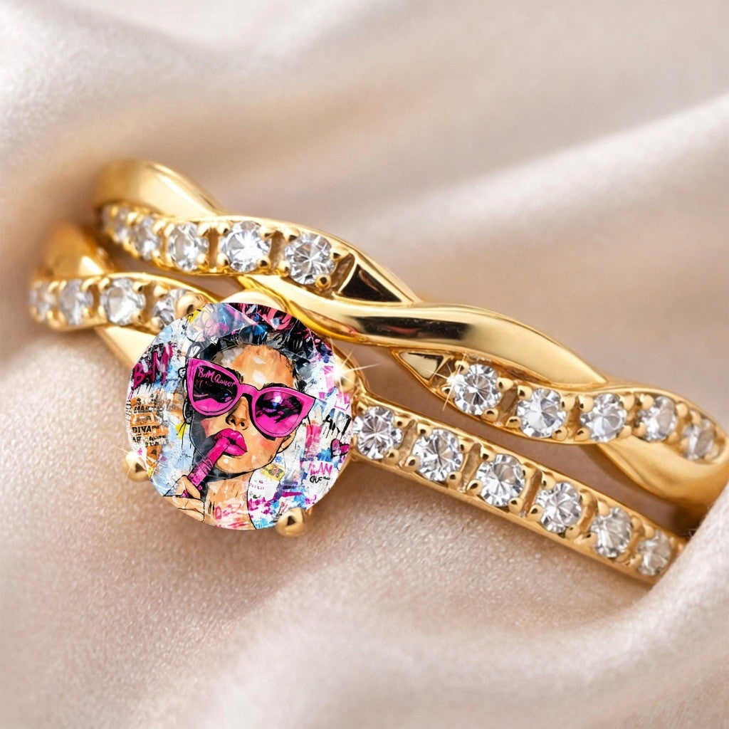 Twisted Crystal Graffiti Ring