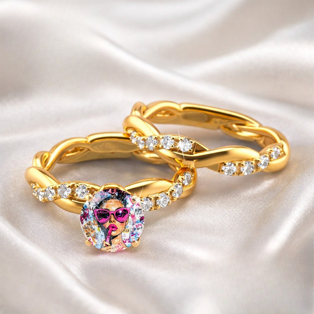 Twisted Crystal Graffiti Ring