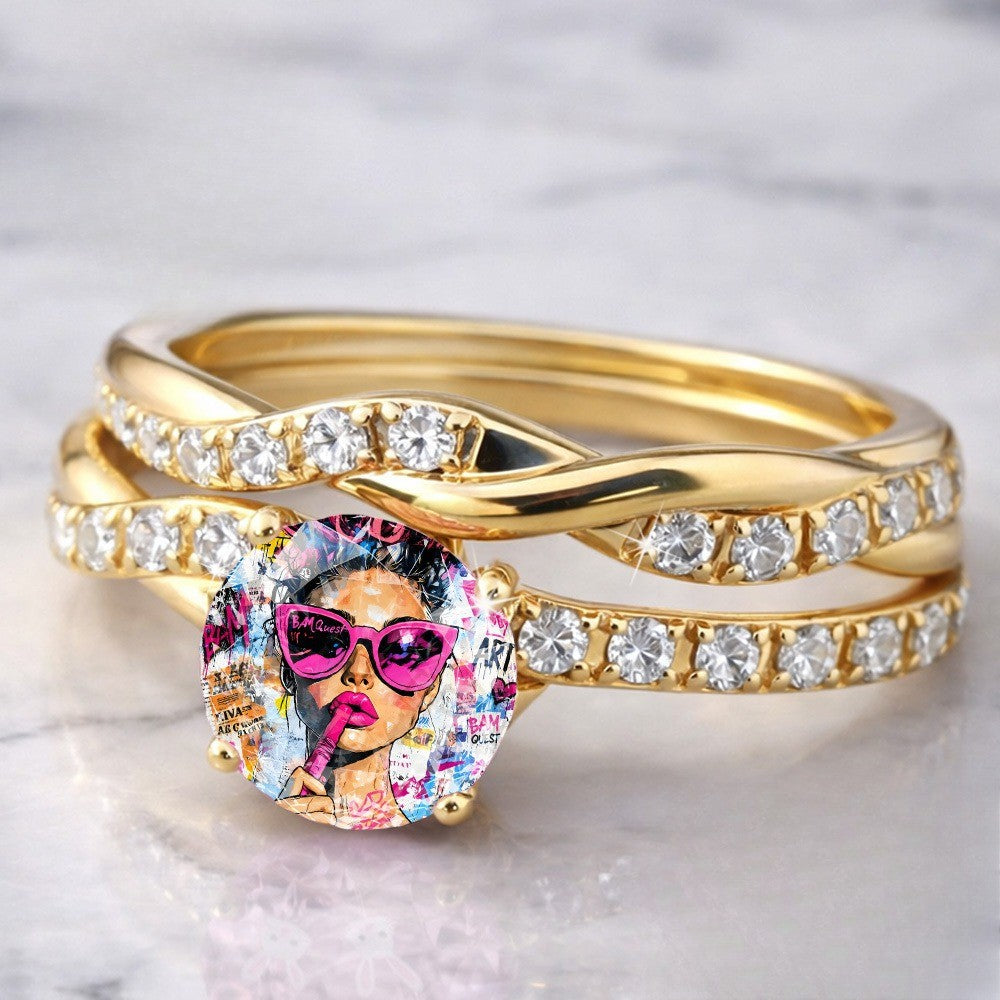 Twisted Crystal Graffiti Ring