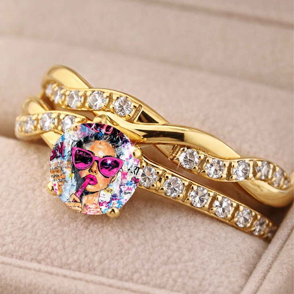 Twisted Crystal Graffiti Ring