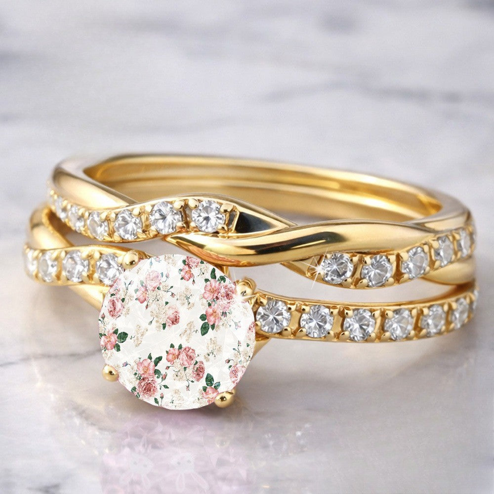Floral Glass Twist Ring