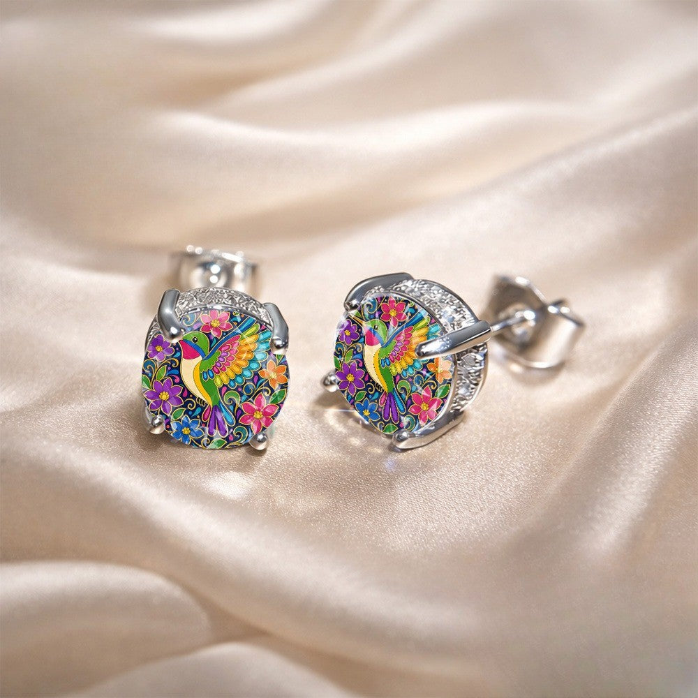 Rainbow Hummingbird Stud Earrings