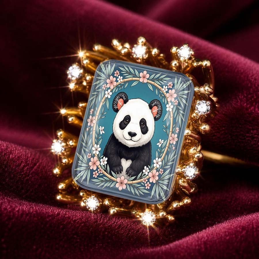 Panda Floral Square Ring