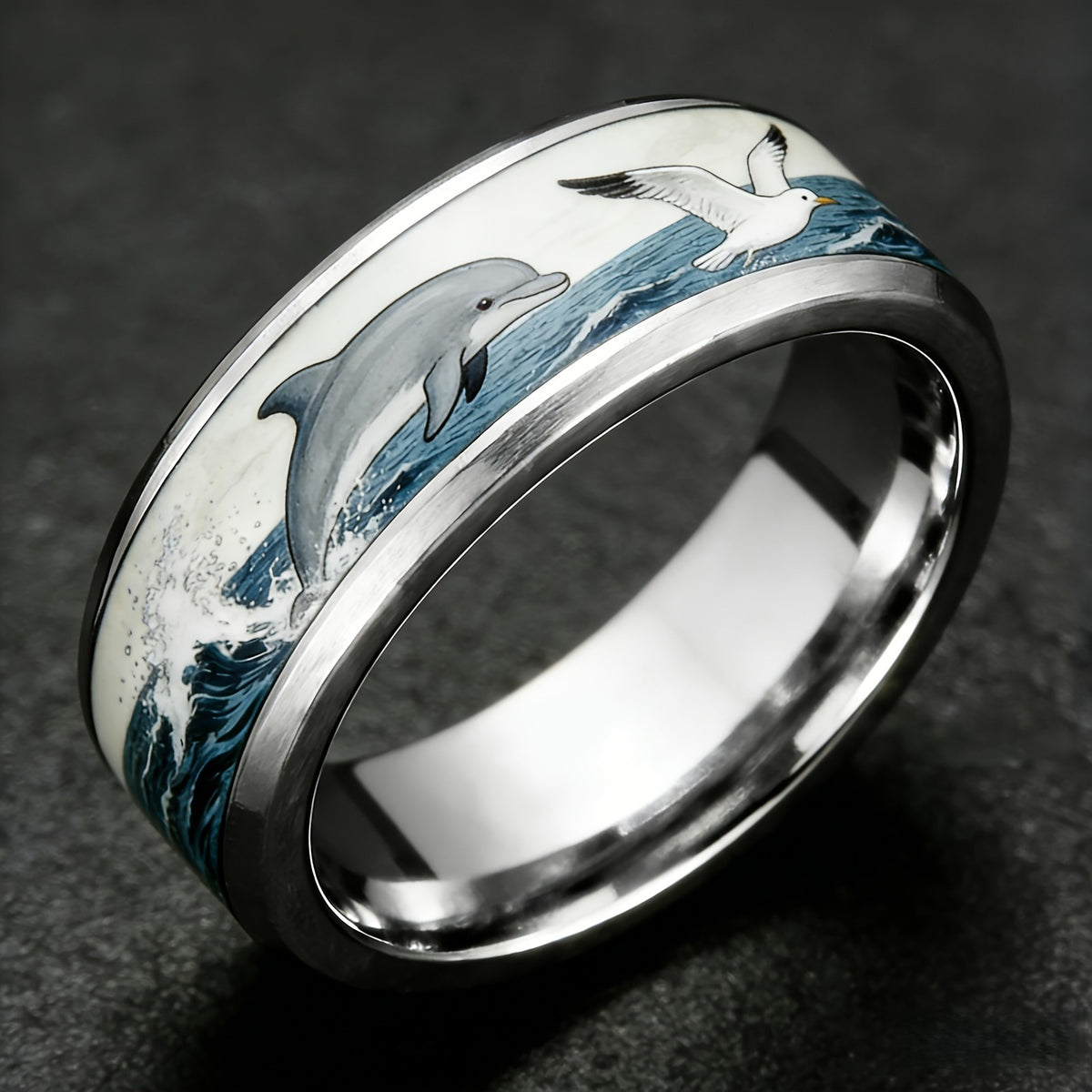 Dolphin & Seagull Wave Ring