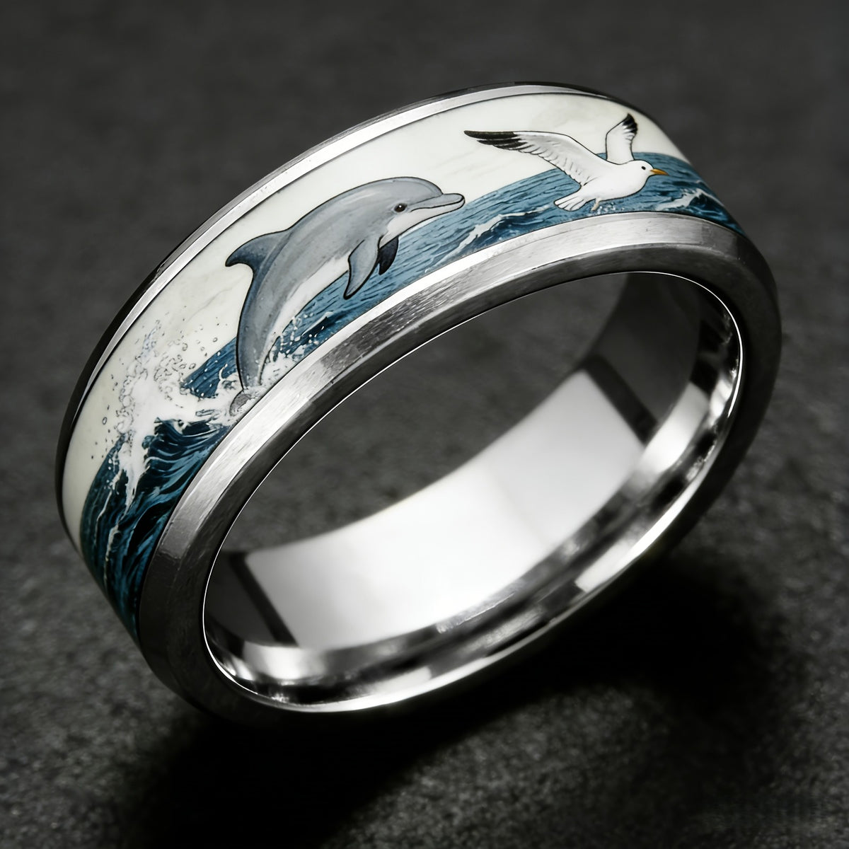 Dolphin & Seagull Wave Ring