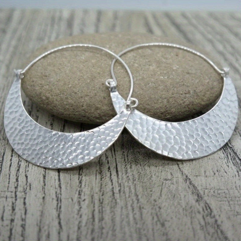 Hammered Crescent Hoop Earrings