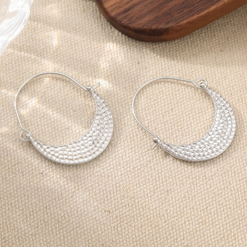 Hammered Crescent Hoop Earrings