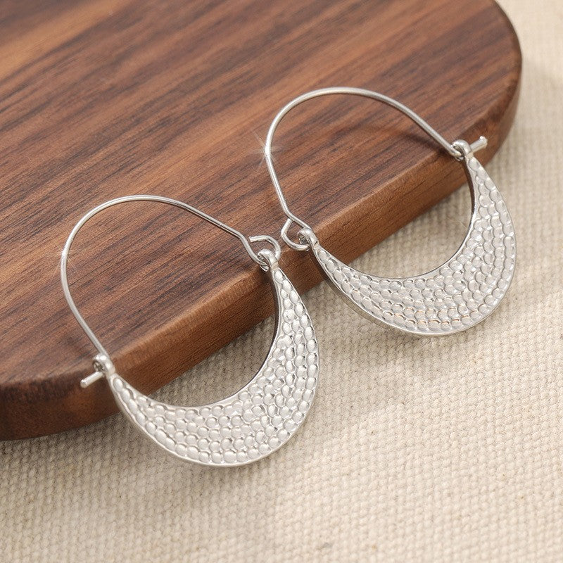 Hammered Crescent Hoop Earrings