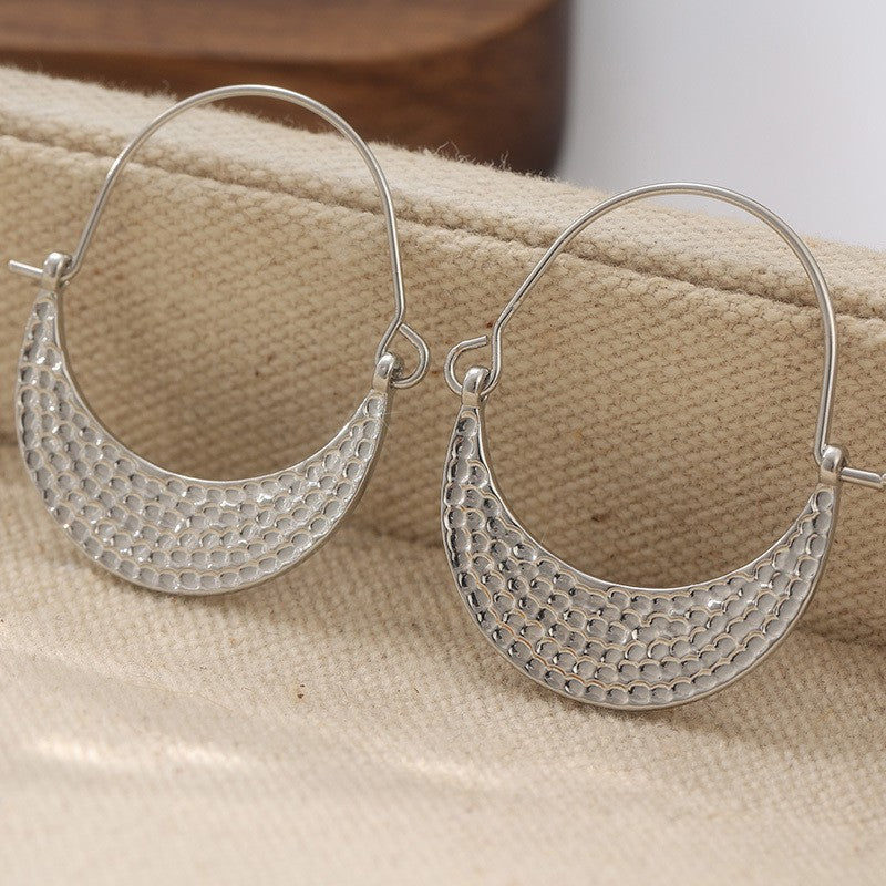 Hammered Crescent Hoop Earrings