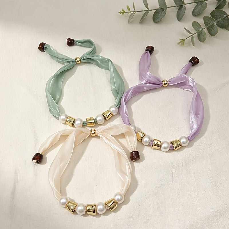Black Ribbon Pearl Tie Necklace