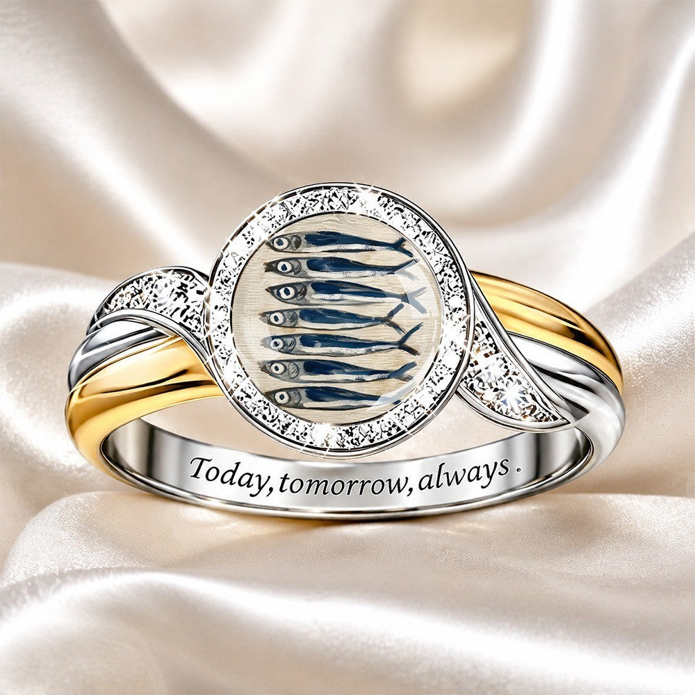 Blue Fish School Ring