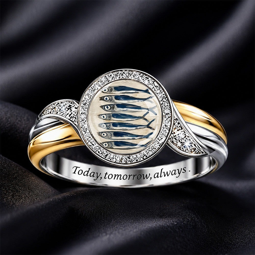Blue Fish School Ring
