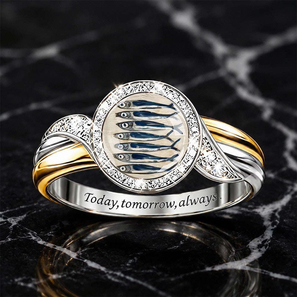 Blue Fish School Ring