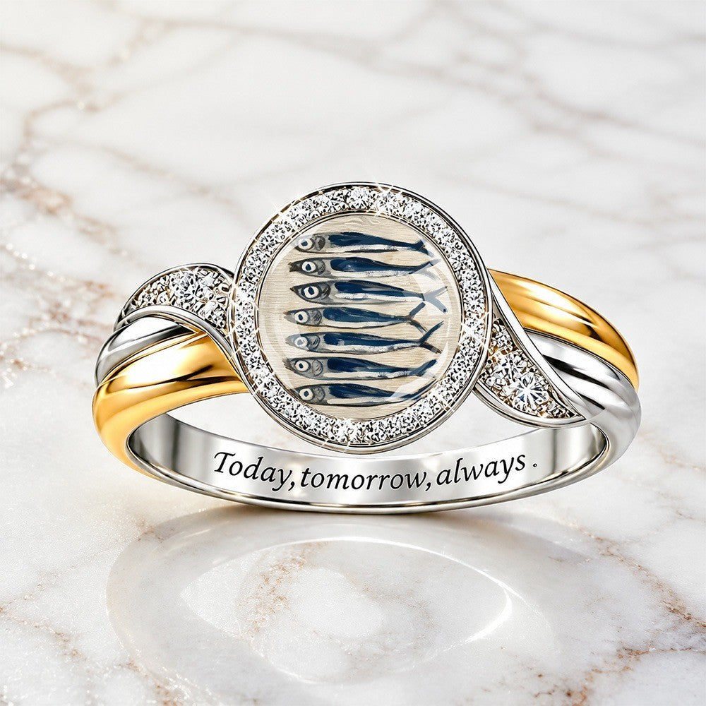 Blue Fish School Ring