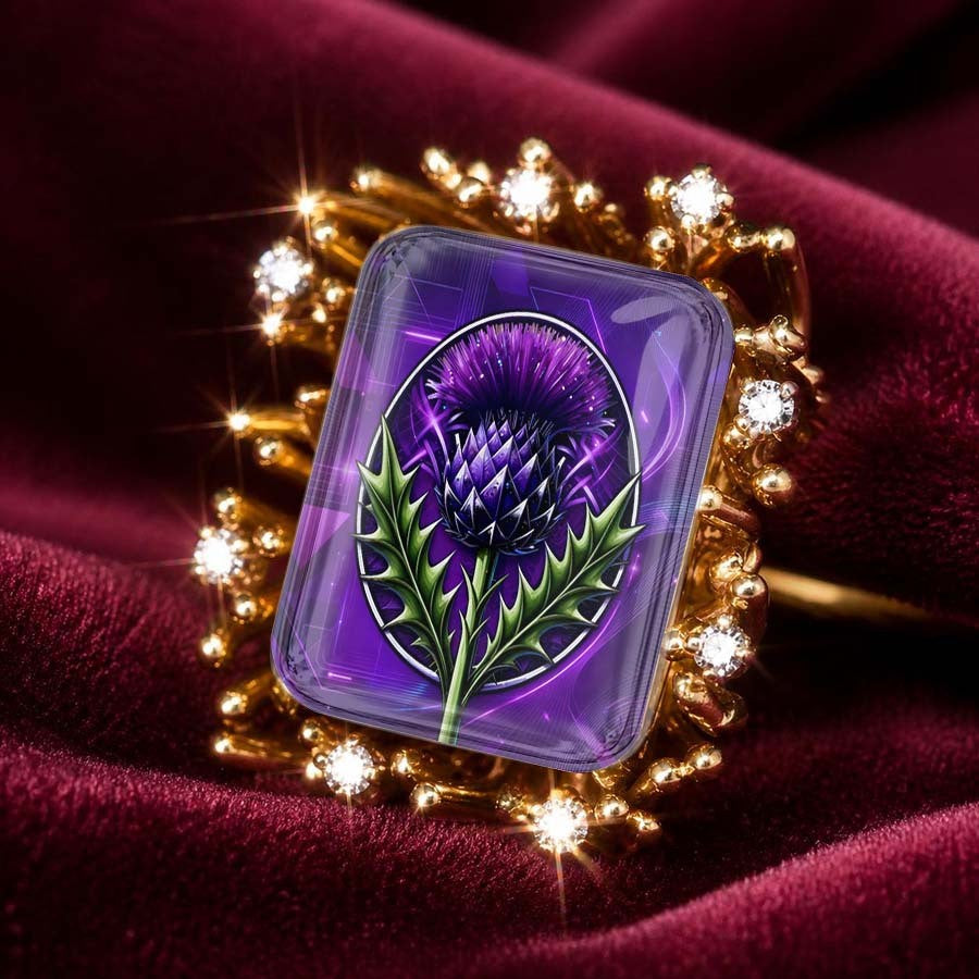 Purple Thistle Statement Ring