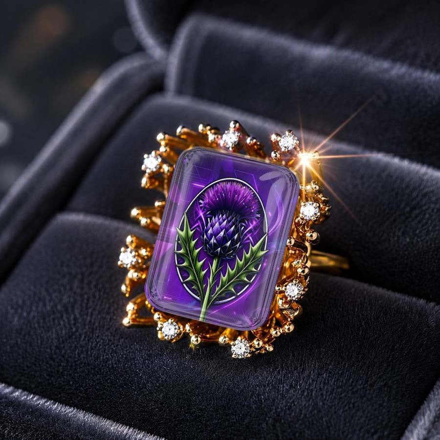 Purple Thistle Statement Ring