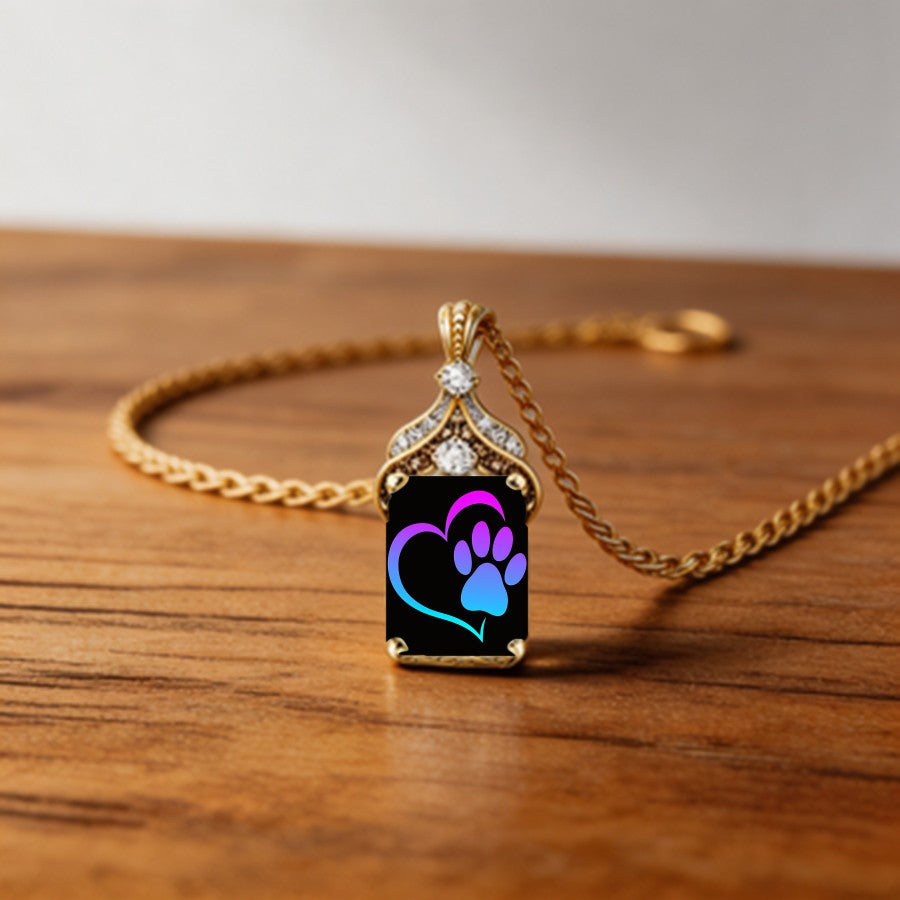 Ornate Crystal Paw Pendant Necklace