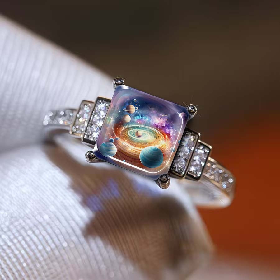 Cosmic Planets Square Ring