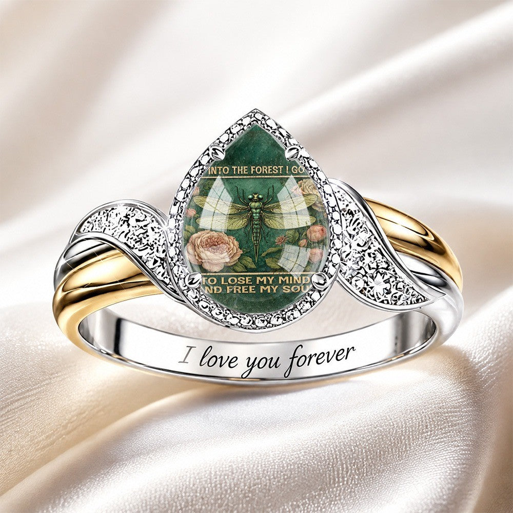 Dragonfly Forest Teardrop Ring