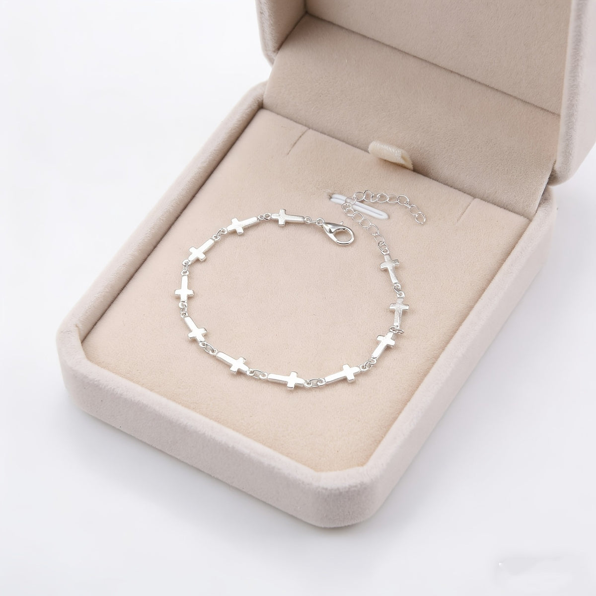 Two-Tone Cross Chain Bracelet Set