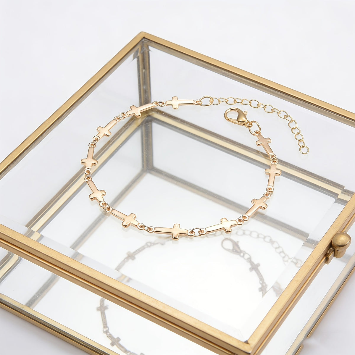 Two-Tone Cross Chain Bracelet Set