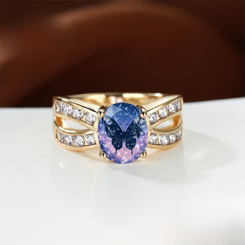 Starry Sky Butterfly Split Band Ring