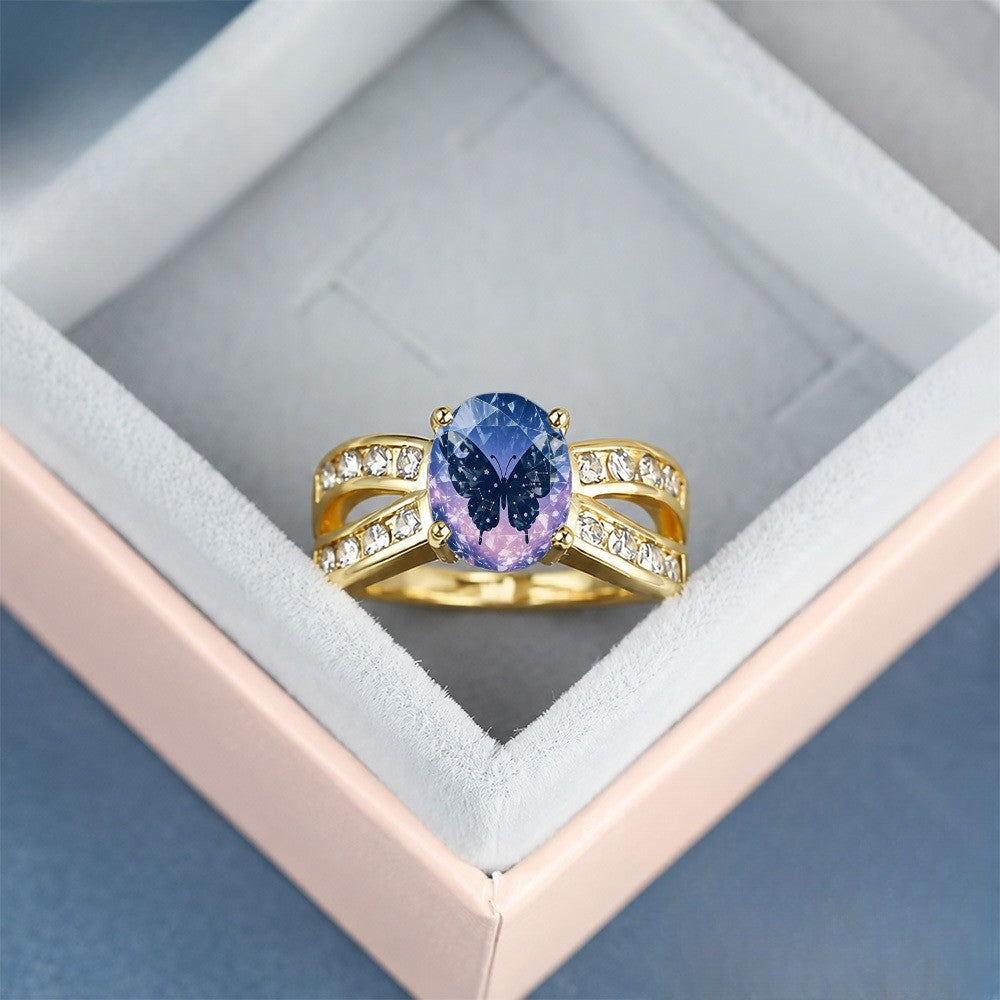 Starry Sky Butterfly Split Band Ring