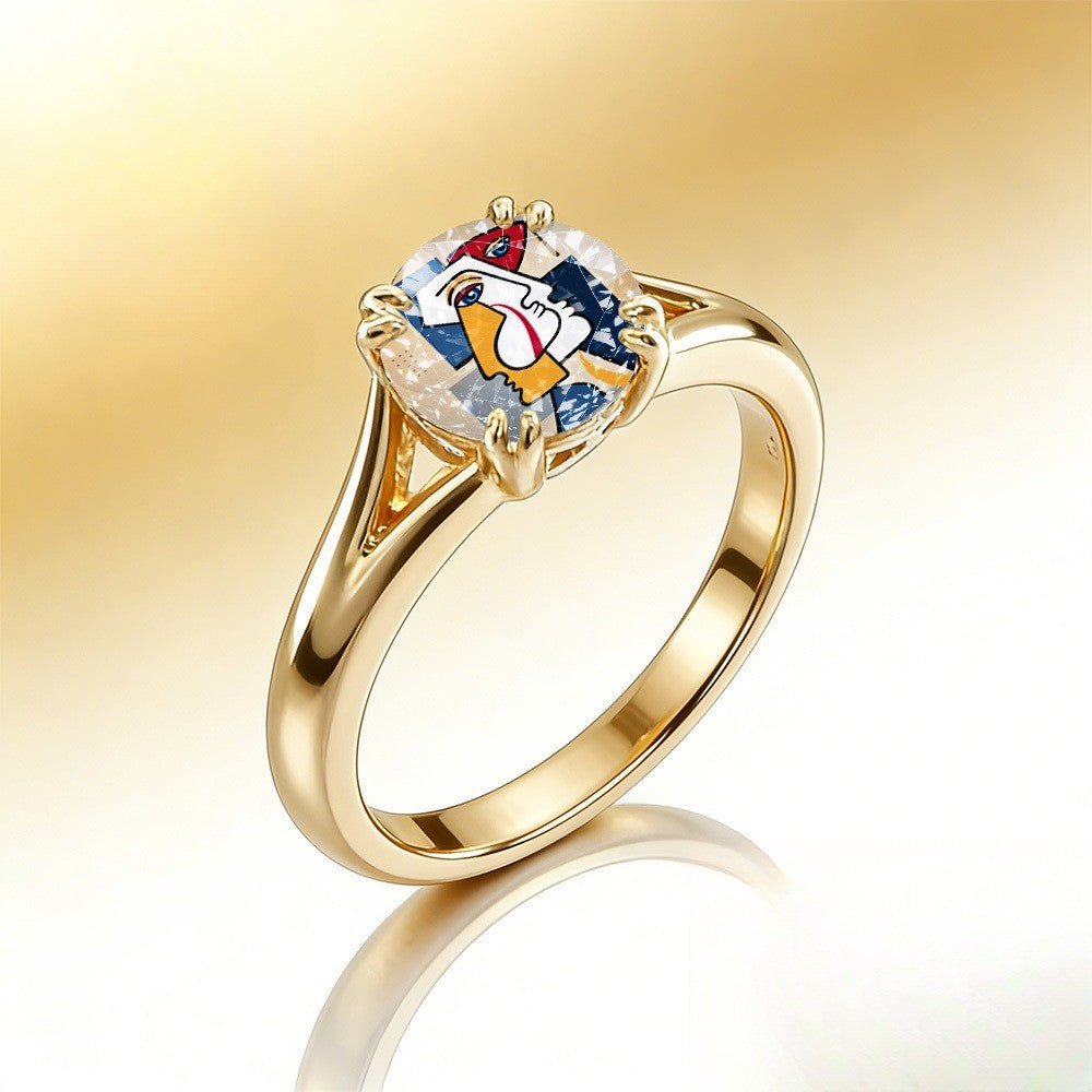 Abstract Face Statement Ring