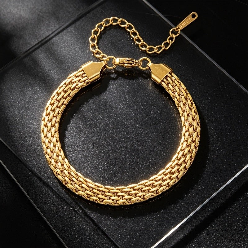 Cross & Woven Chain Bracelet Set