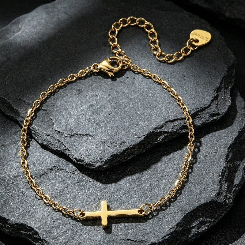 Cross & Woven Chain Bracelet Set
