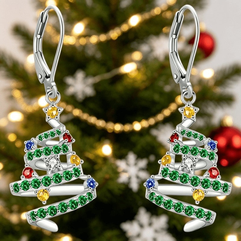 Colorful Christmas Tree Earrings