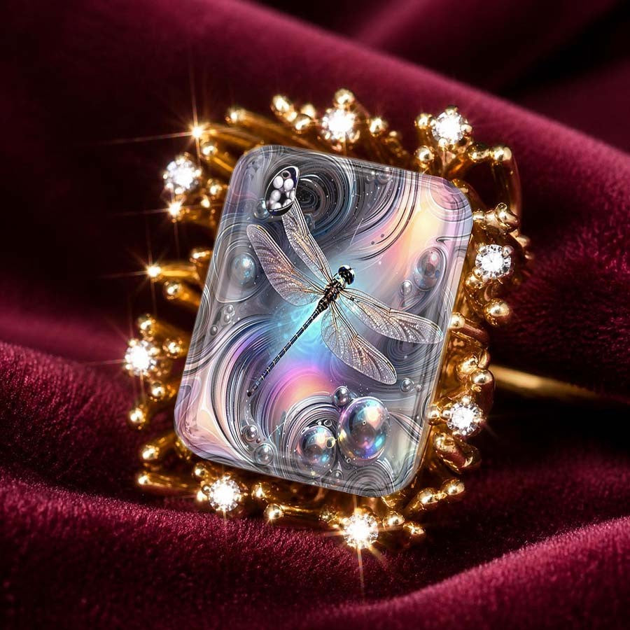 Dragonfly Swirl Square Ring
