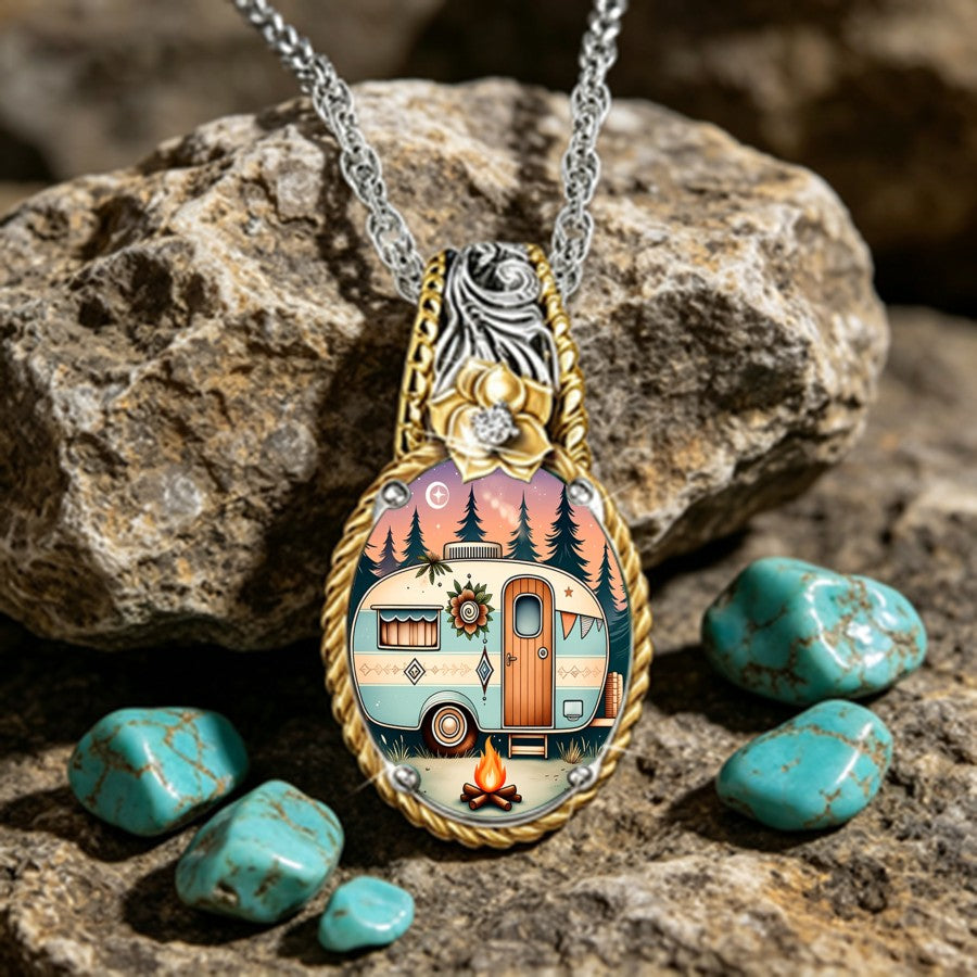 Vintage Camper Pendant Necklace
