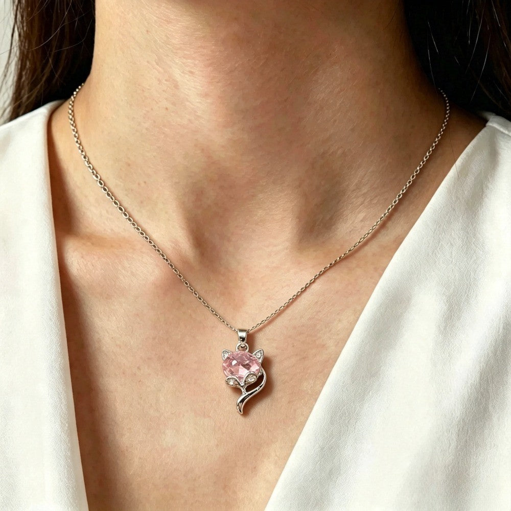 Crystal Fox Pendant Necklace