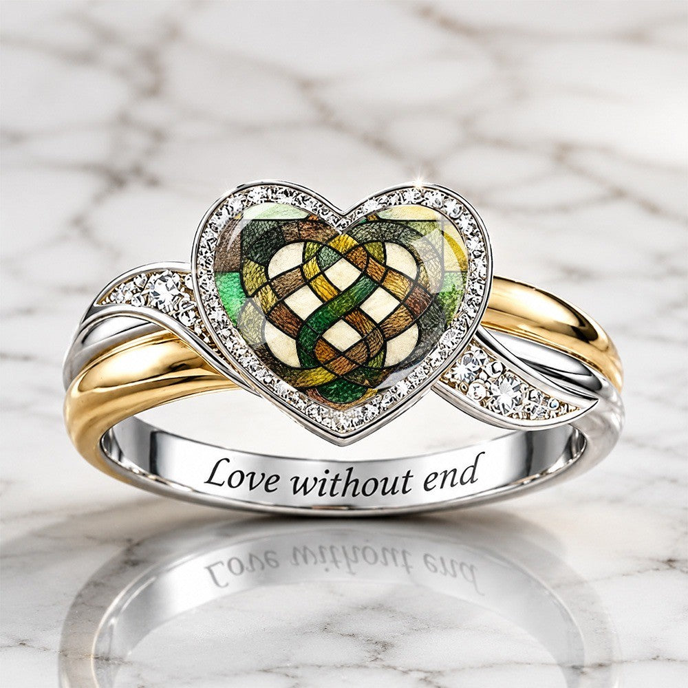Stained Glass Celtic Heart Ring
