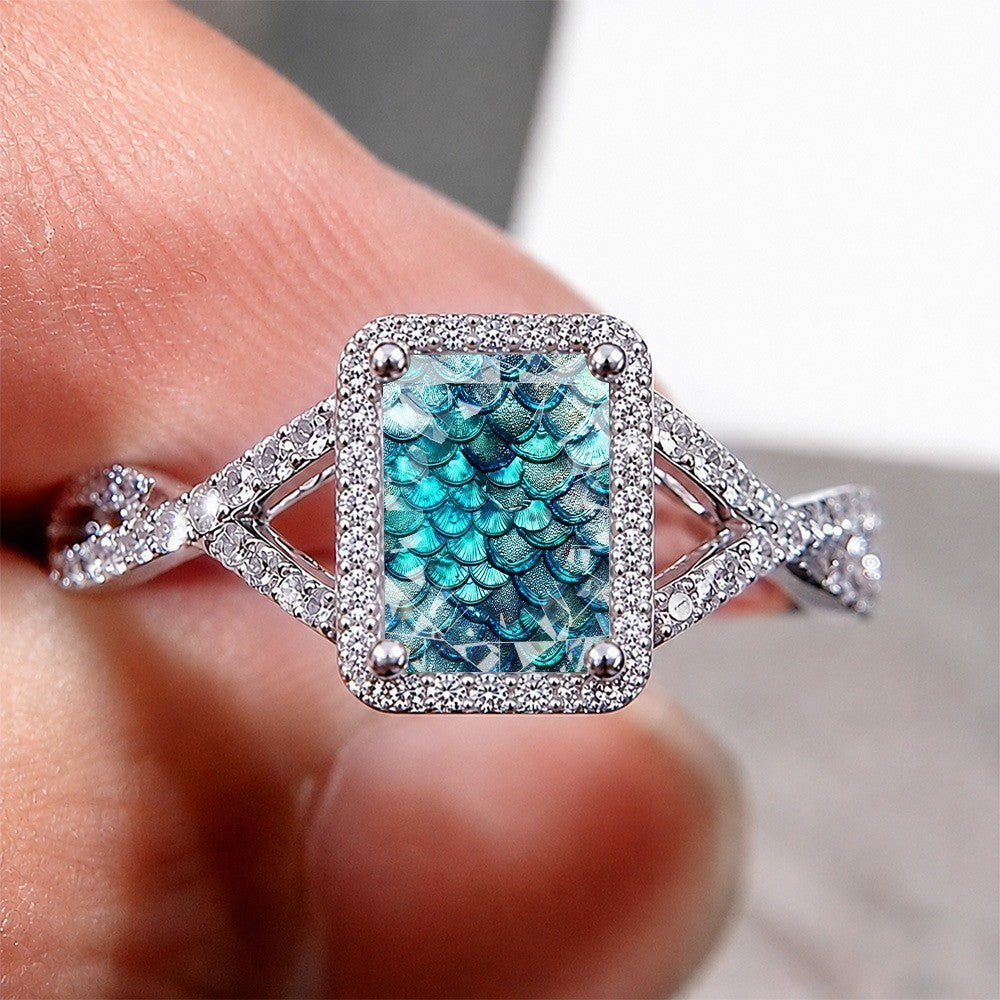 Blue Scale Square Ring