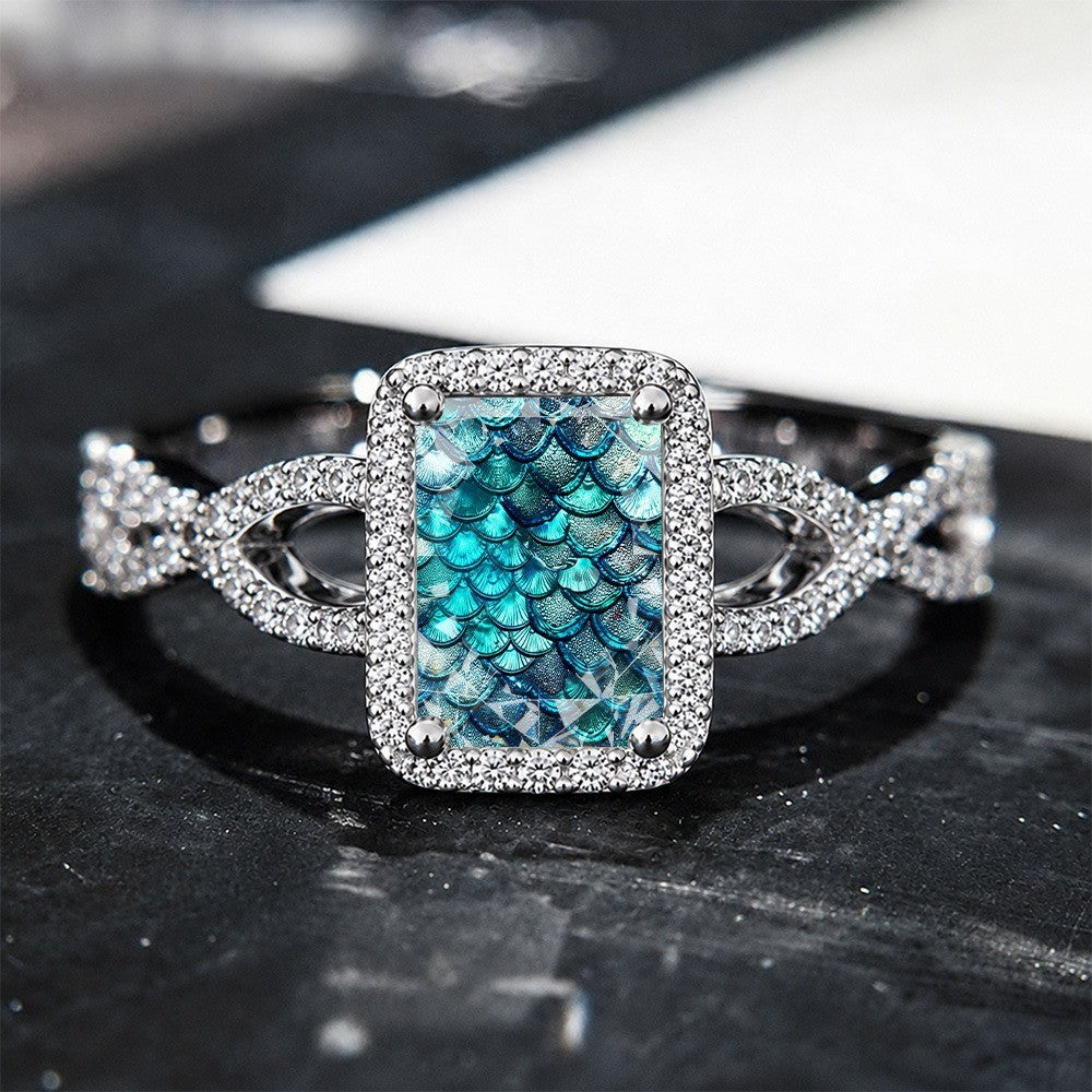 Blue Scale Square Ring
