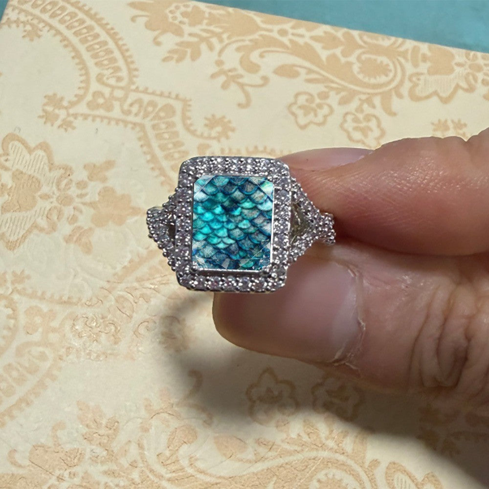 Blue Scale Square Ring
