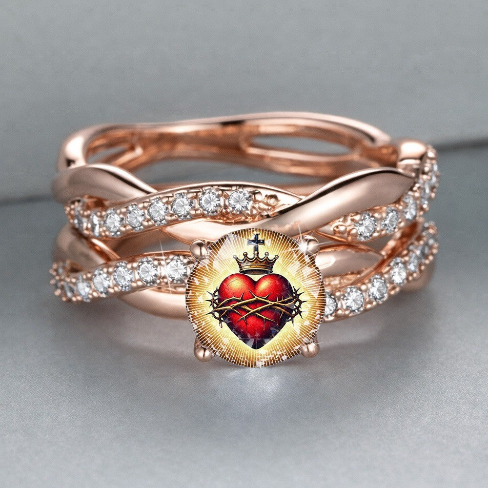Sacred Heart & Crown Statement Ring