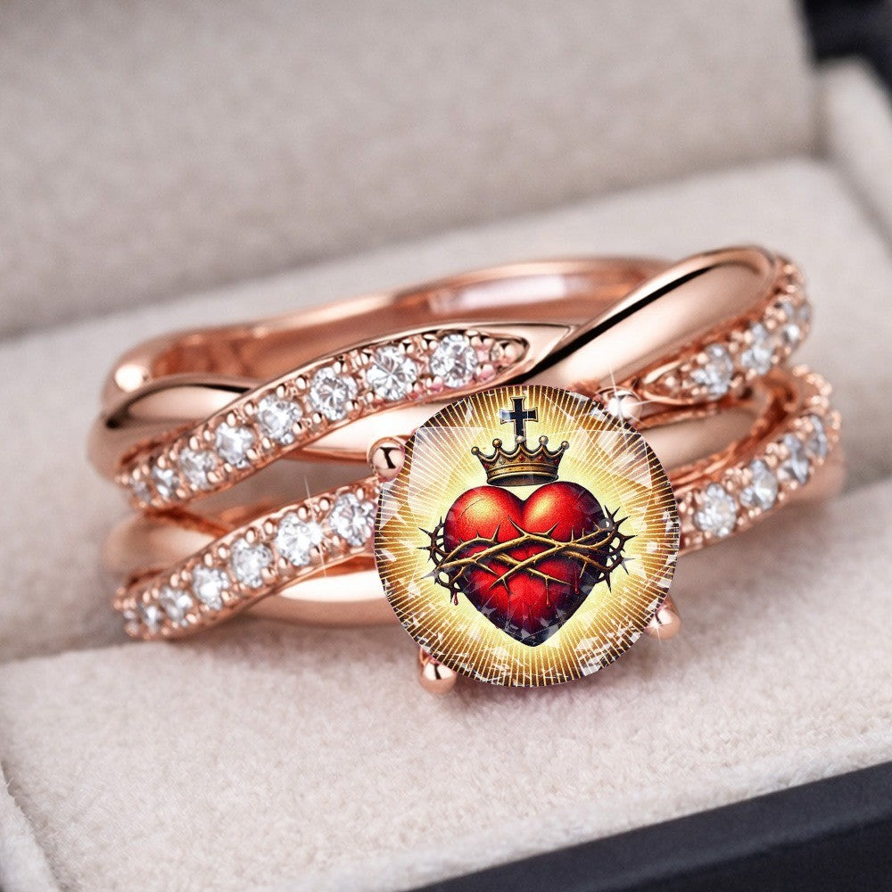Sacred Heart & Crown Statement Ring