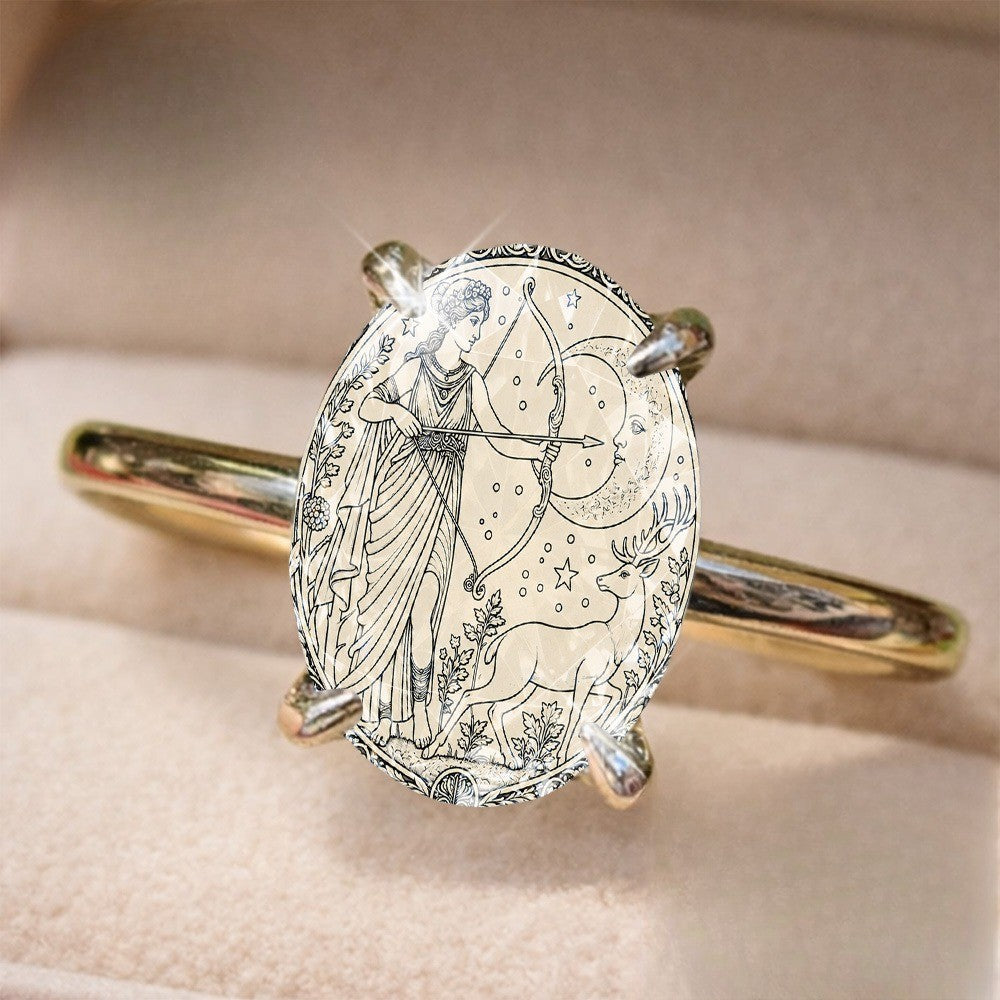Oval Goddess & Deer Ring