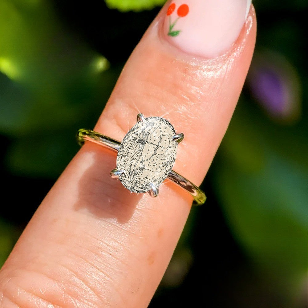 Oval Goddess & Deer Ring