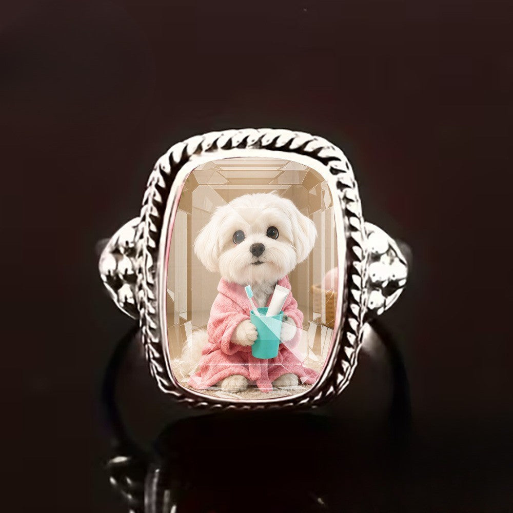 Puppy in Robe Square Ring