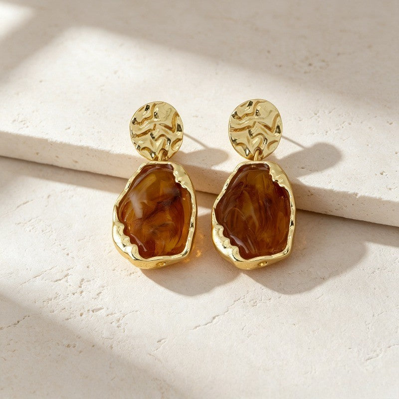 Two-Tone Stone Drop Earring Set