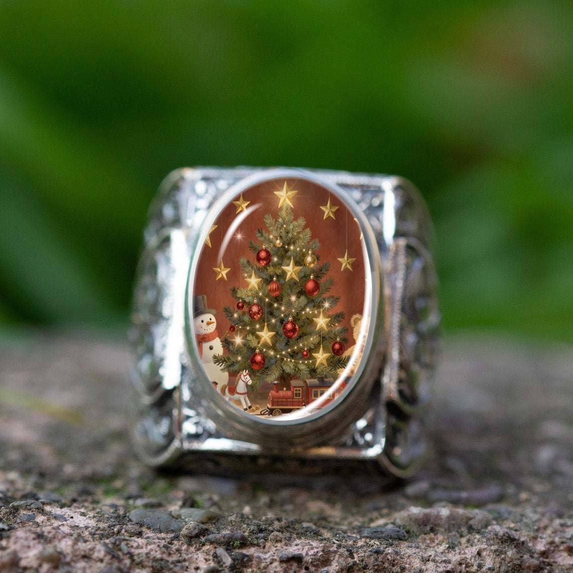Christmas Tree Scene Ring