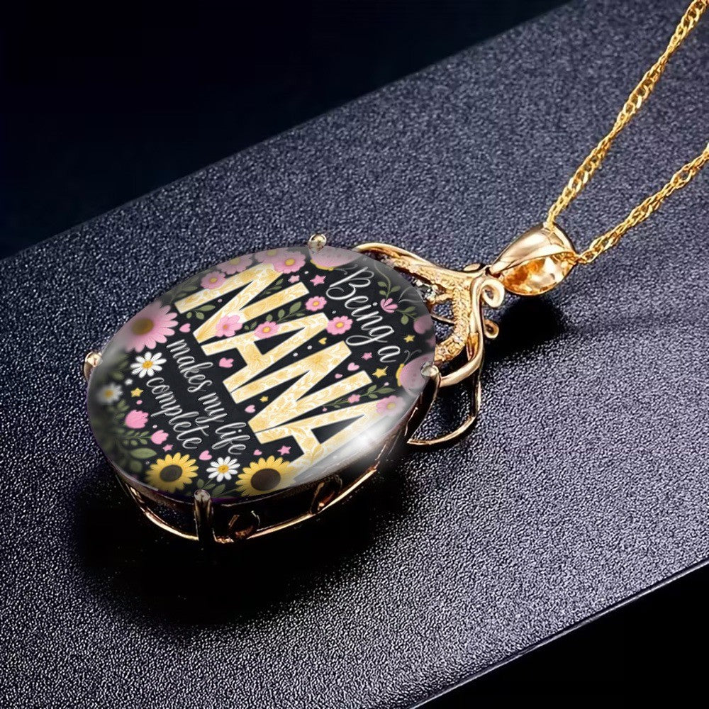 Nana Quote Oval Pendant Necklace